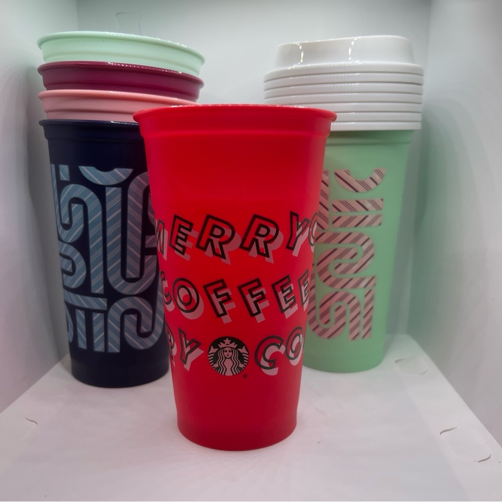 Starbucks Set of 7 Plastic Coffee cups 16oz/463ml each